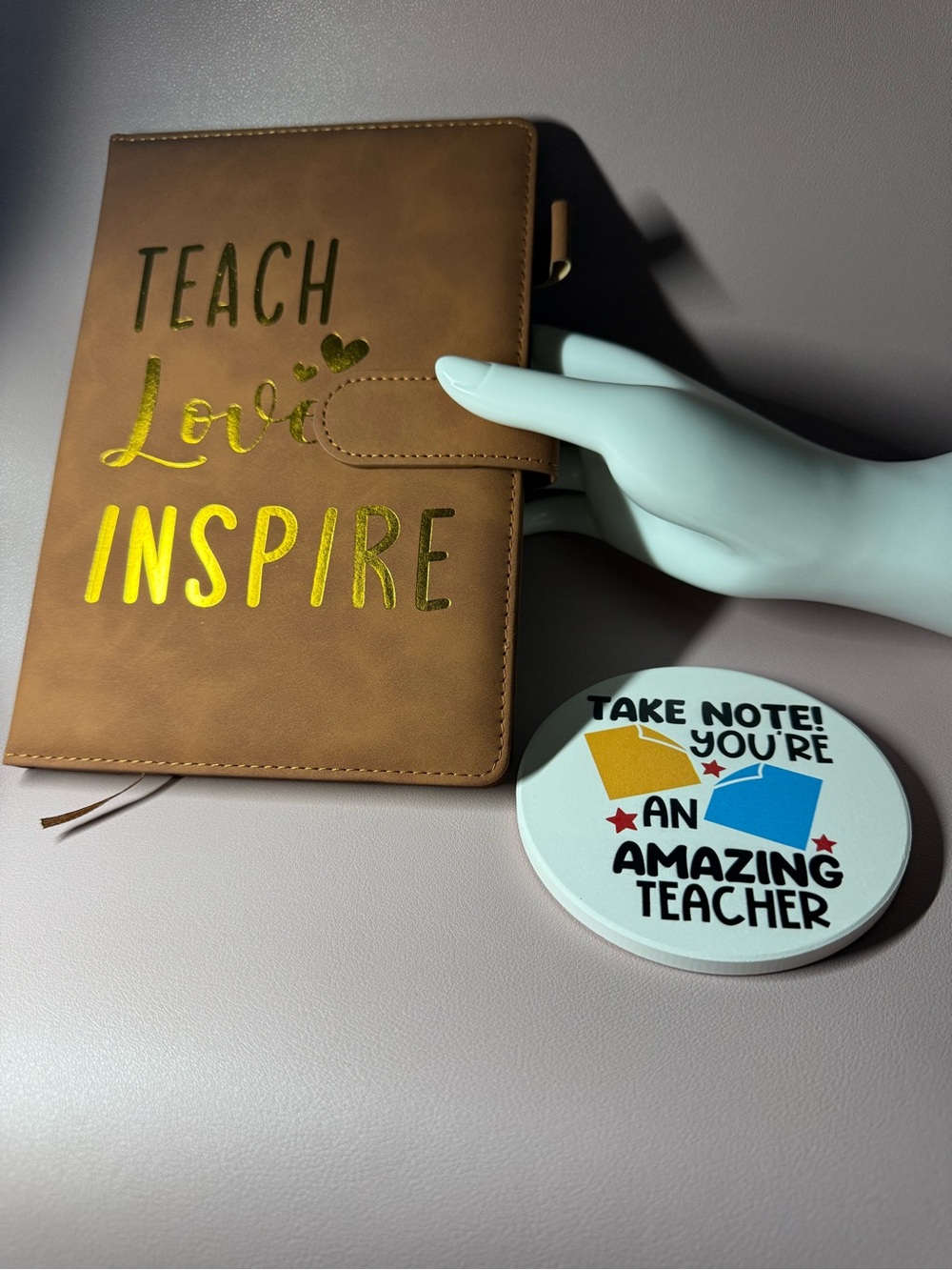 Teacher Planner Journal & Cork Coaster Gift Set | Teach Love Inspire | NWOT 💛